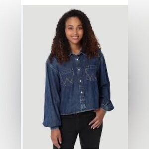 Vintage Wrangler Dark Blue Button-Down Shirt